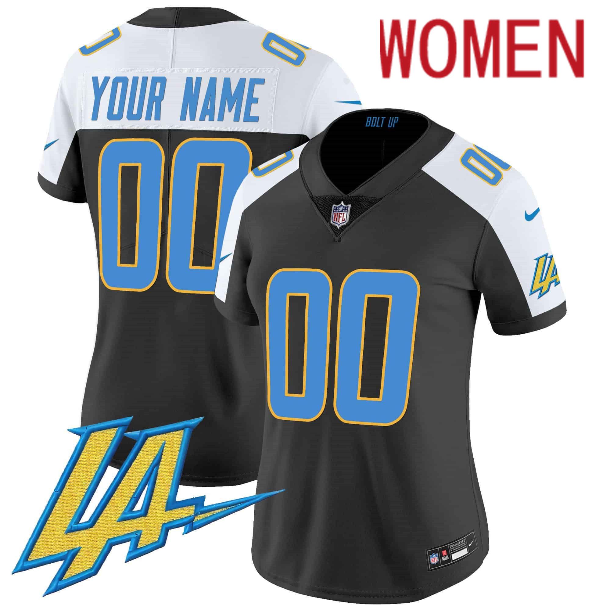 Women Los Angeles Chargers Black 2024 Nike Vapor Limited Custom NFL Jersey